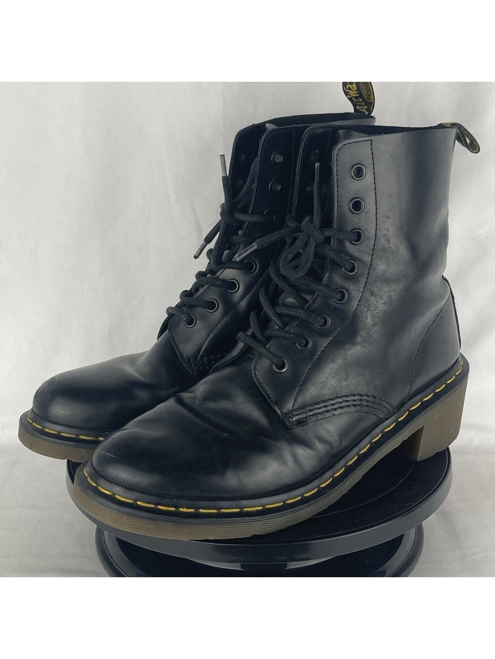 Women’s Size 11 Dr. Martens Clemency Black Leather Ankle Boots Chunky Block Heel